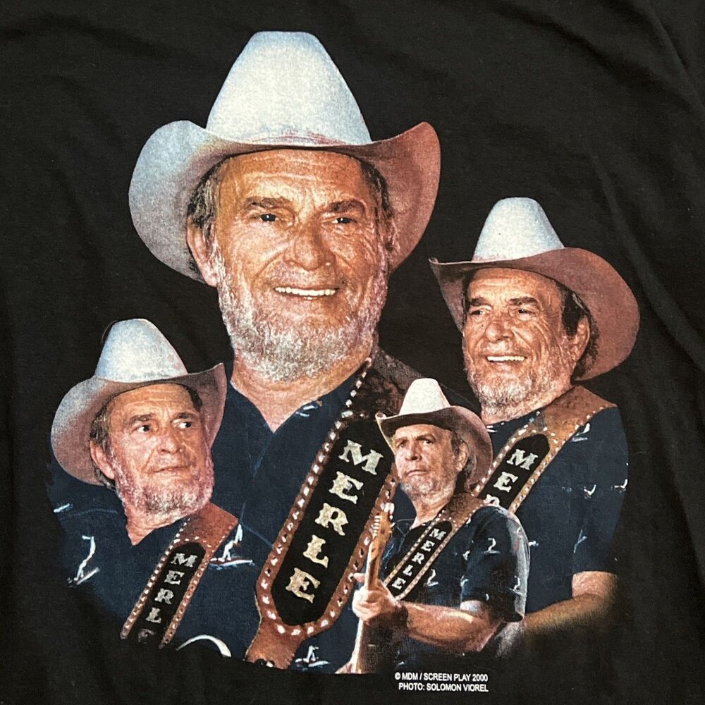 Vintage 2000 Merle Haggard Living Legend Black T-Shirt USA - Men’s 3XL - Picture 2 of 8